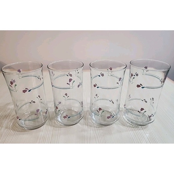 Vintage Libbey Lavender Tulip Flower Drinking Glasses Set of 4 - Picture 2 of 4